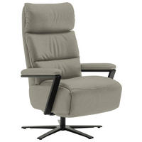 FERNSEHSESSEL in Hellgrau  - Hellgrau/Schwarz, Design, Leder/Metall (74/111/85cm) - Schöner Wohnen