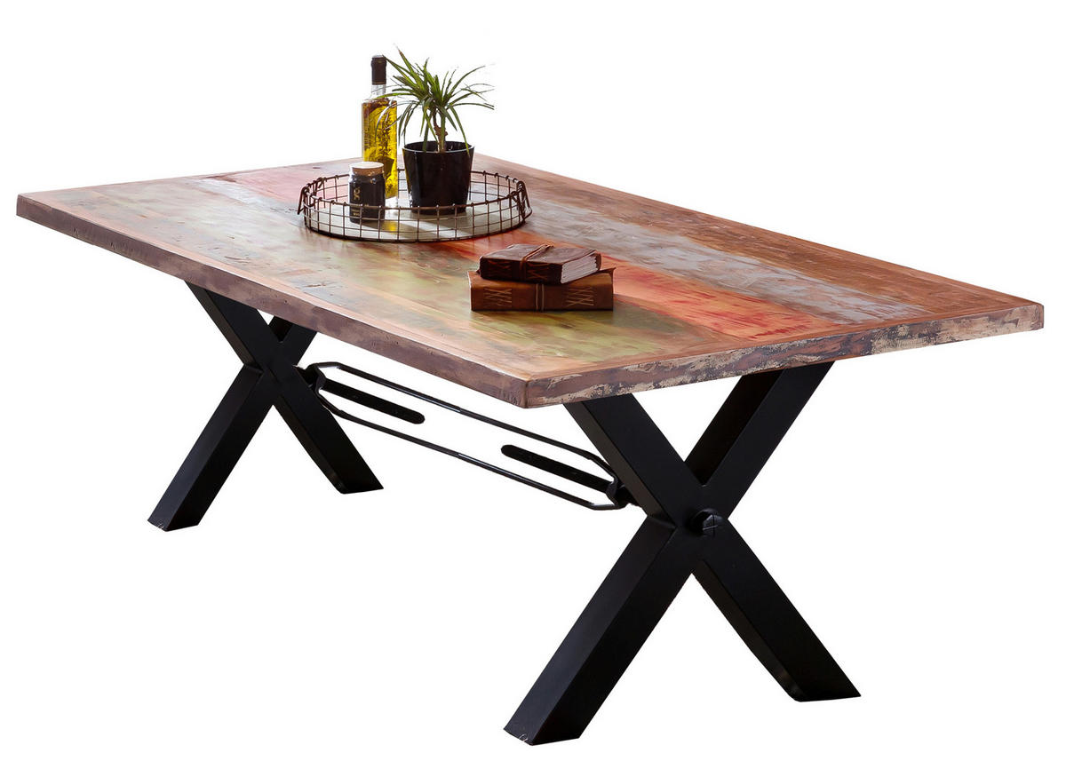 ESSTISCH 240/100/76,5 cm Echtholz  Holz, Metall rechteckig Multicolor, Schwarz  - Multicolor/Schwarz, MODERN, Holz/Metall (240/100/76,5cm) - MID.YOU