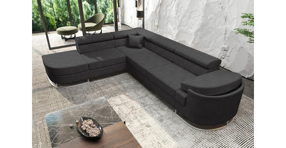 ECKSOFA in Lederlook Schwarz  - Chromfarben/Schwarz, KONVENTIONELL, Textil/Metall (224/278cm) - Carryhome