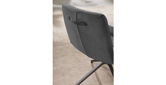 ARMLEHNSTUHL  in Cord  - Dunkelgrau/Schwarz, Design, Textil/Metall (61/88/66cm) - Dieter Knoll