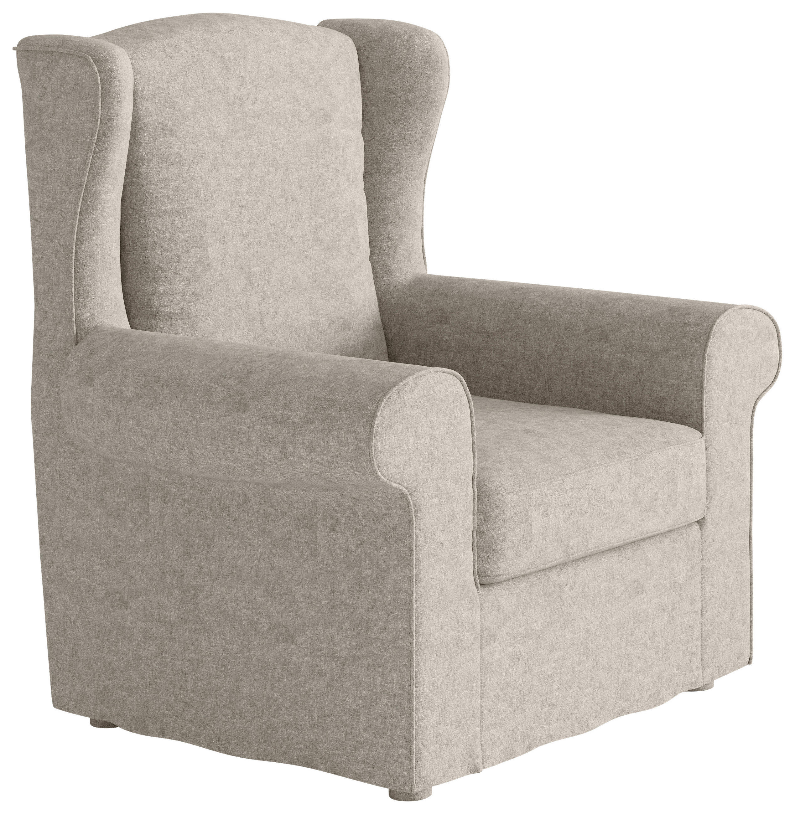 OHRENSESSEL Flachgewebe Creme    - Edelstahlfarben/Creme, Design, Textil/Metall (88/105/90cm) - Livetastic