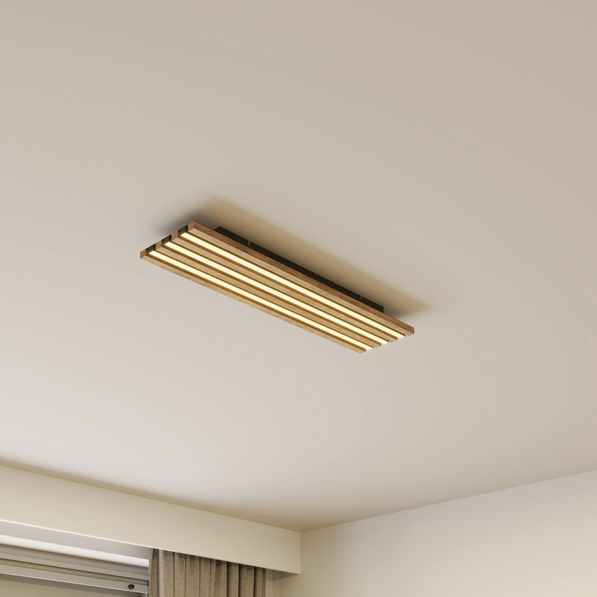 LED-DECKENLEUCHTE 80/20/5 cm   - Dunkelbraun/Schwarz, Natur, Holzwerkstoff/Kunststoff (80/20/5cm)