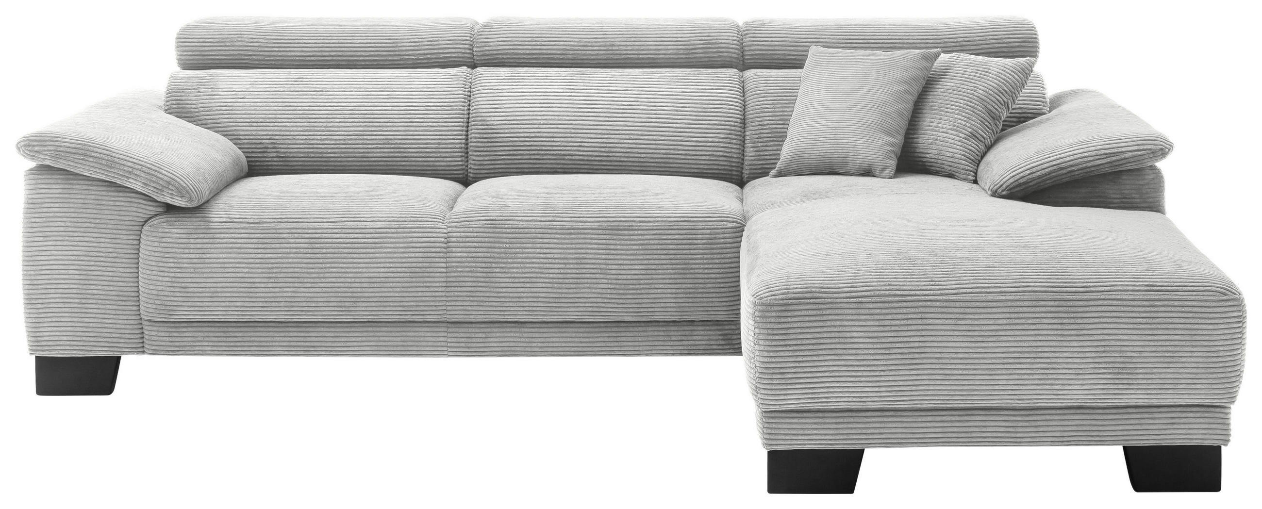 ECKSOFA in Cord Grau  - Schwarz/Grau, Design, Holz/Textil (270/174cm) - Pure Home Lifestyle