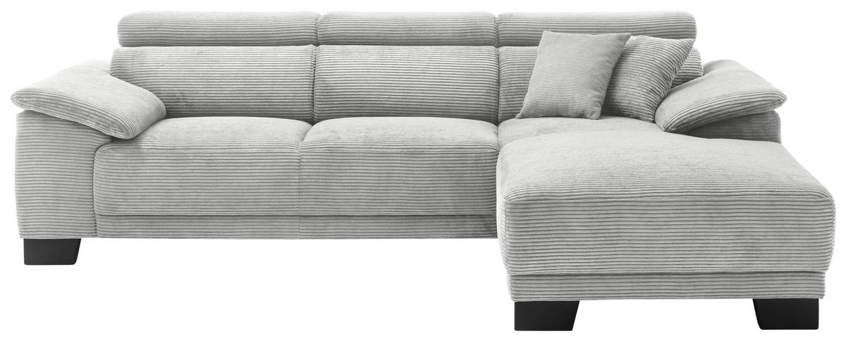 ECKSOFA in Cord Grau  - Schwarz/Grau, Design, Holz/Textil (270/174cm) - Pure Home Lifestyle