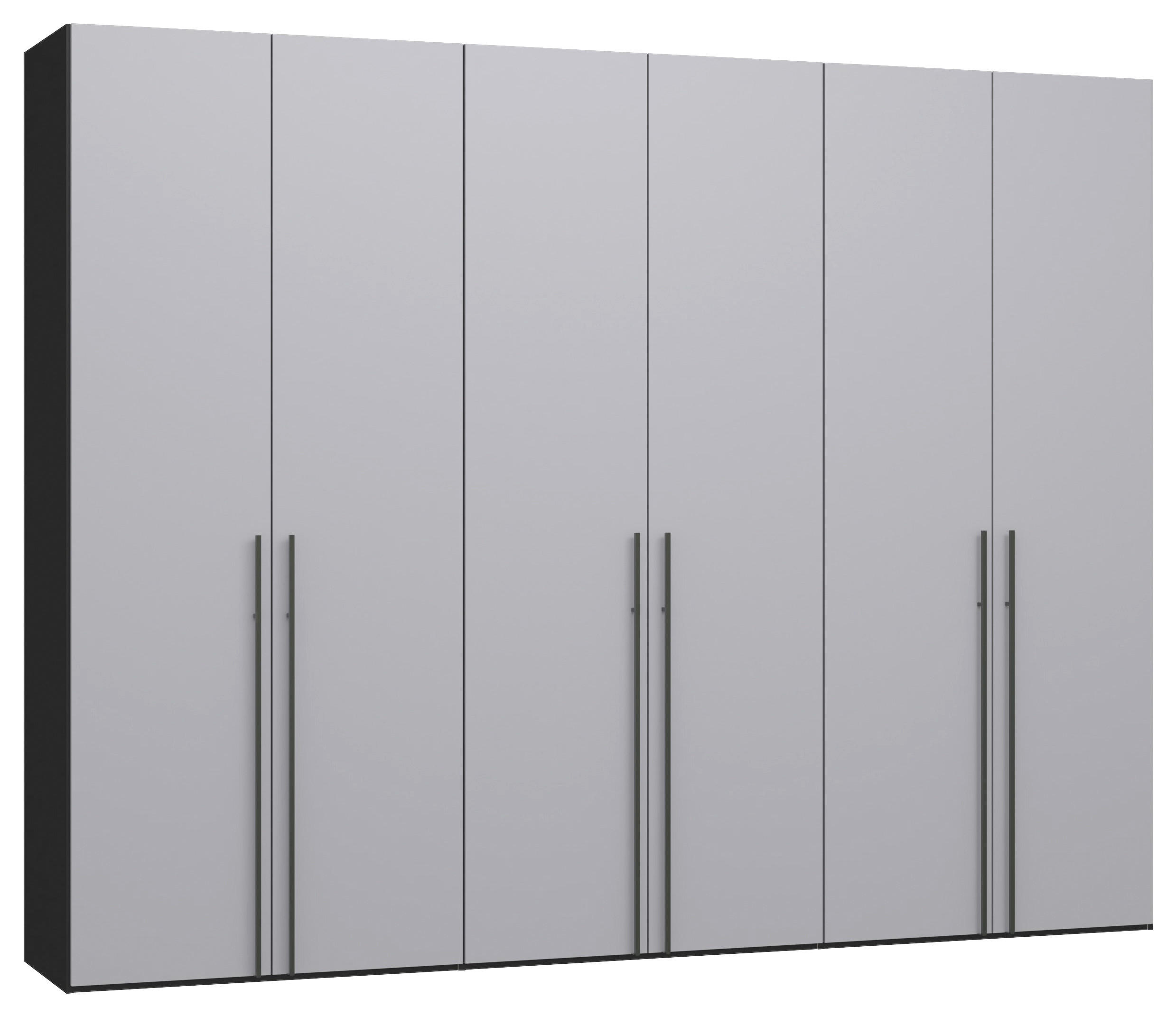 DREHTÜRENSCHRANK 303/220/59 cm,  in Schwarz, Hellgrau, 6-türig  - Titanfarben/Hellgrau, Design, Glas/Holzwerkstoff (303/220/59cm) - Jutzler