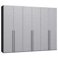 DREHTÜRENSCHRANK 303/220/59 cm,  in Schwarz, Hellgrau, 6-türig  - Titanfarben/Hellgrau, Design, Glas/Holzwerkstoff (303/220/59cm) - Jutzler