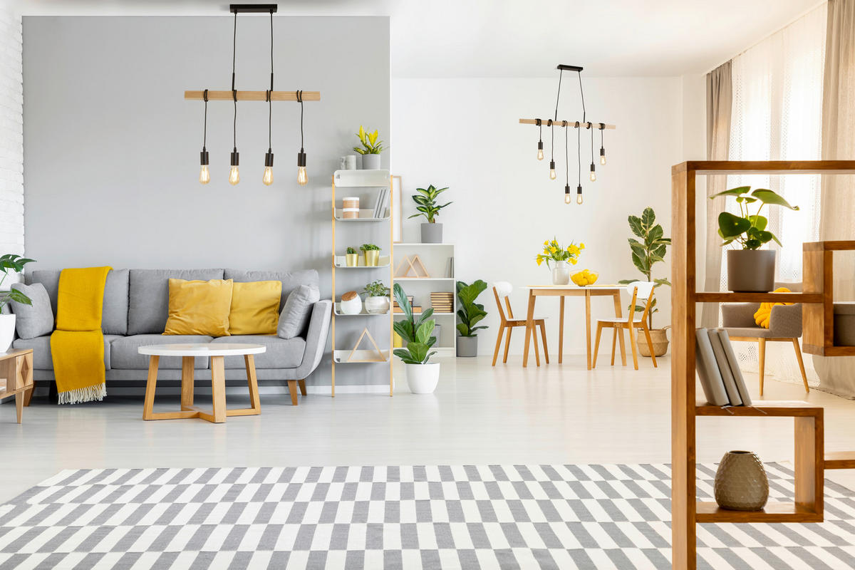 PENDELLEUCHTE Woody 70/6/207 cm  - Eschefarben, Design, Holz/Metall (70/6/207cm) - Searchlight