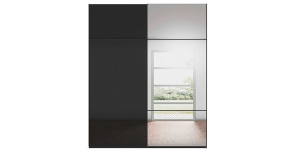 SCHWEBETÜRENSCHRANK 181/223/68 cm 2-türig Schwarz  - Schwarz, KONVENTIONELL, Glas/Holzwerkstoff (181/223/68cm) - Novel
