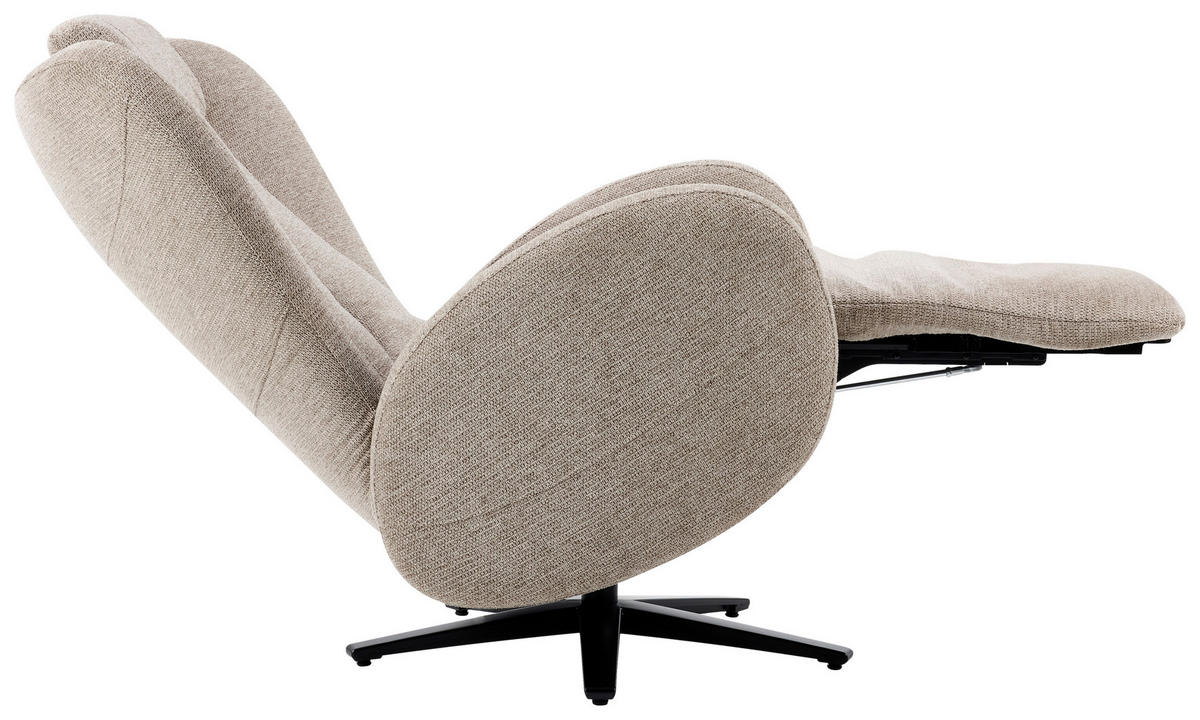RELAXSESSEL Metall, Textil Schwarz, Taupe  - Taupe/Schwarz, Konventionell, Textil/Metall (77/109/89cm) - Stylife