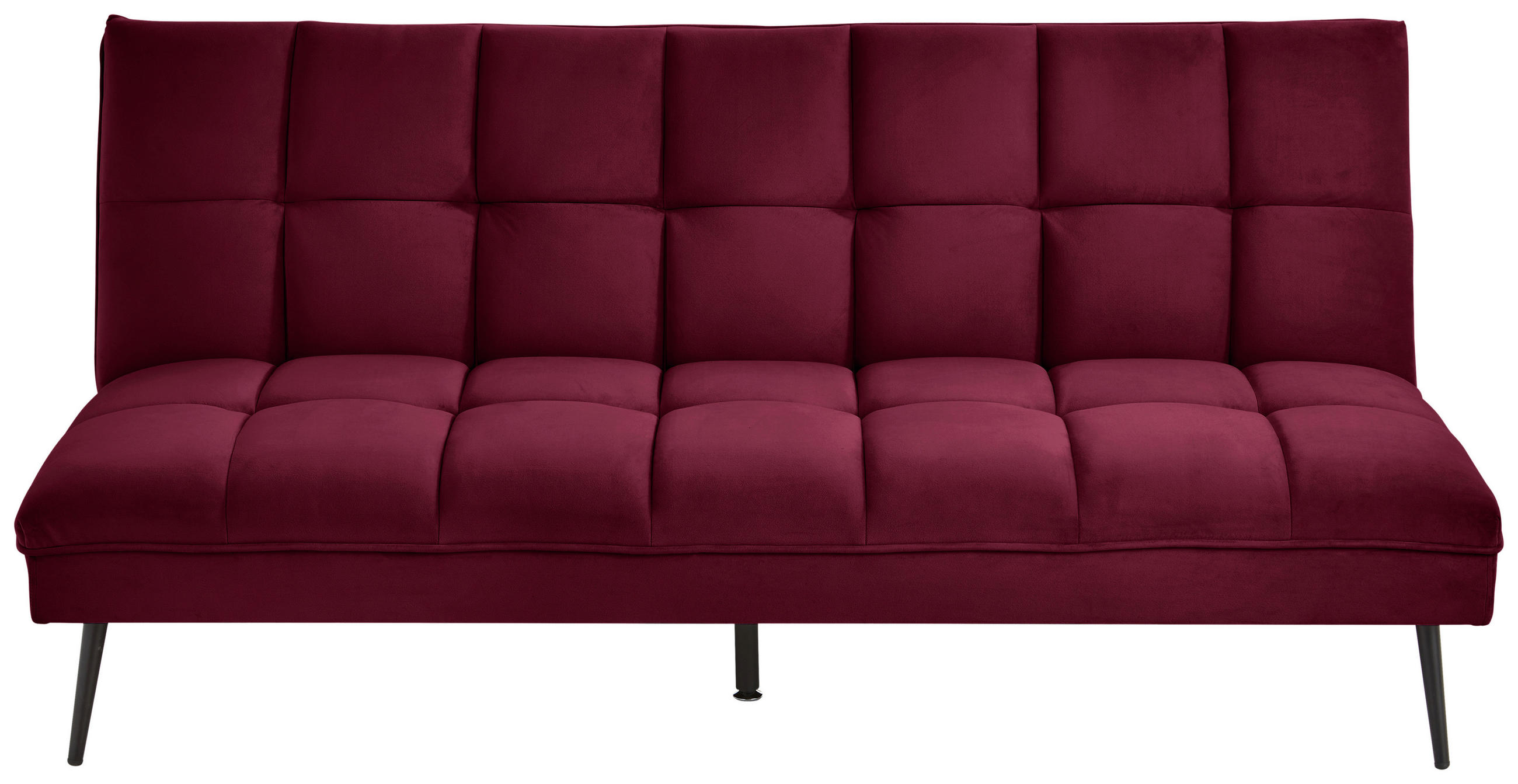 SCHLAFSOFA  in Samt Bordeaux  - Bordeaux/Schwarz, MODERN, Textil/Metall (178/84/98cm) - MID.YOU