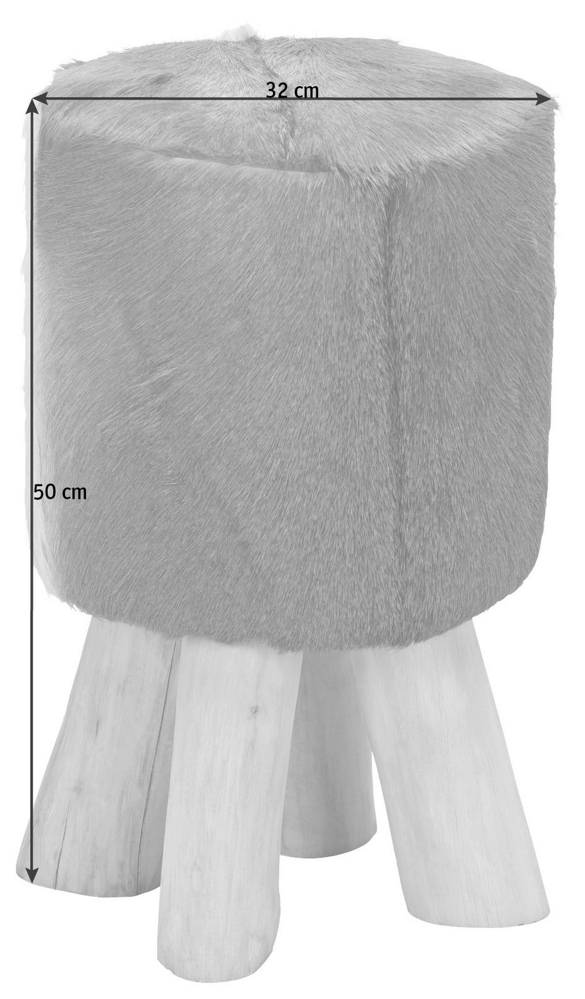 HOCKER Echtleder Teakholz Braun, Naturfarben, Weiß  - Naturfarben/Braun, LIFESTYLE, Leder/Holz (32/50/32cm) - Landscape