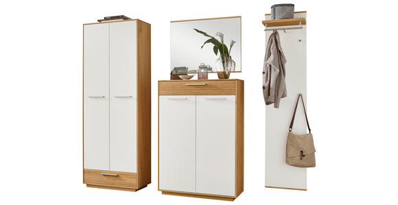 GARDEROBE 4-teilig  in 220/195/37 cm  - Eichefarben/Weiß, Design, Holz/Holzwerkstoff (220/195/37cm) - Novel