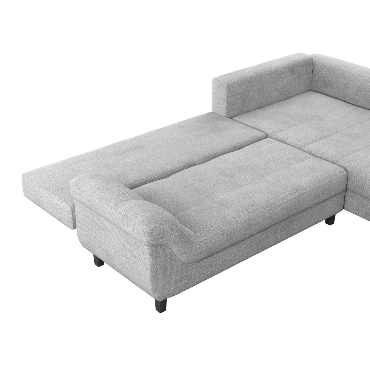 HÖRNSOFFA i chenille, struktur greige  - greige/svart, Klassisk, textil (309/197cm) - MID.YOU