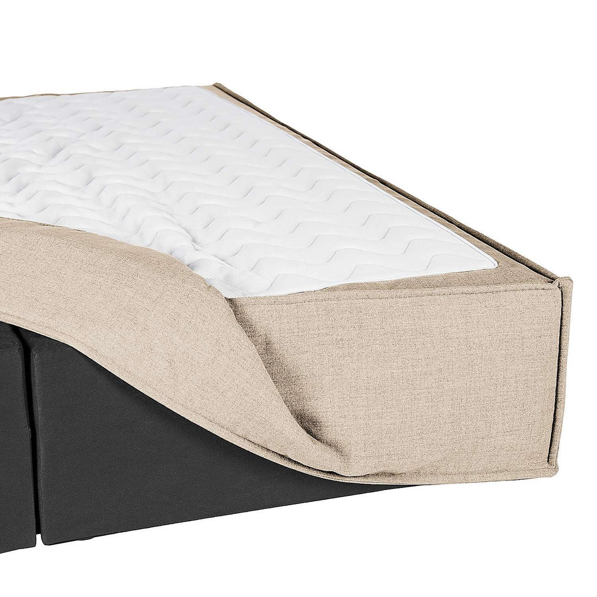 BOXSPRINGBETT 140/200 cm  in Beige  - Beige/Schwarz, Design, Textil (140/200cm) - home24
