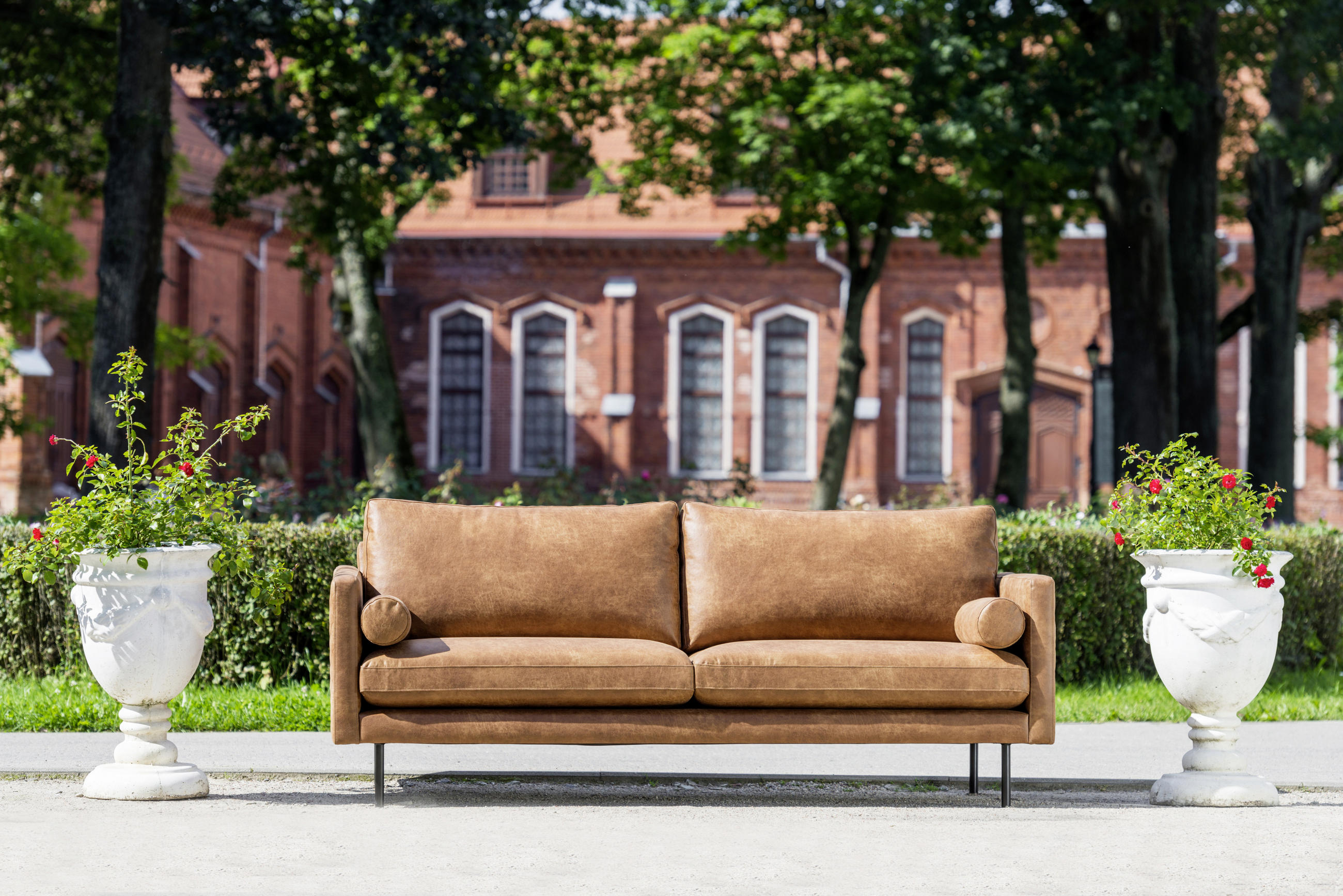 SOFFA i brun - brun/svart, Design, metall/trä (196/82/94cm) - Chilliano