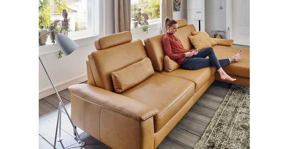 ECKSOFA Latina Plus Currygelb Echtleder  inkl.  - Currygelb/Schwarz, Design, Leder/Metall (334/175cm) - Dieter Knoll