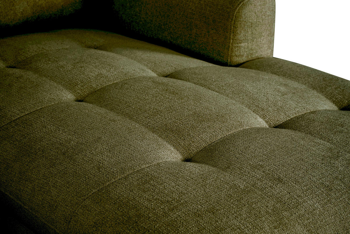 WOHNLANDSCHAFT Grün Chenille  - Schwarz/Grün, KONVENTIONELL, Textil/Metall (188/340/160cm) - Xora