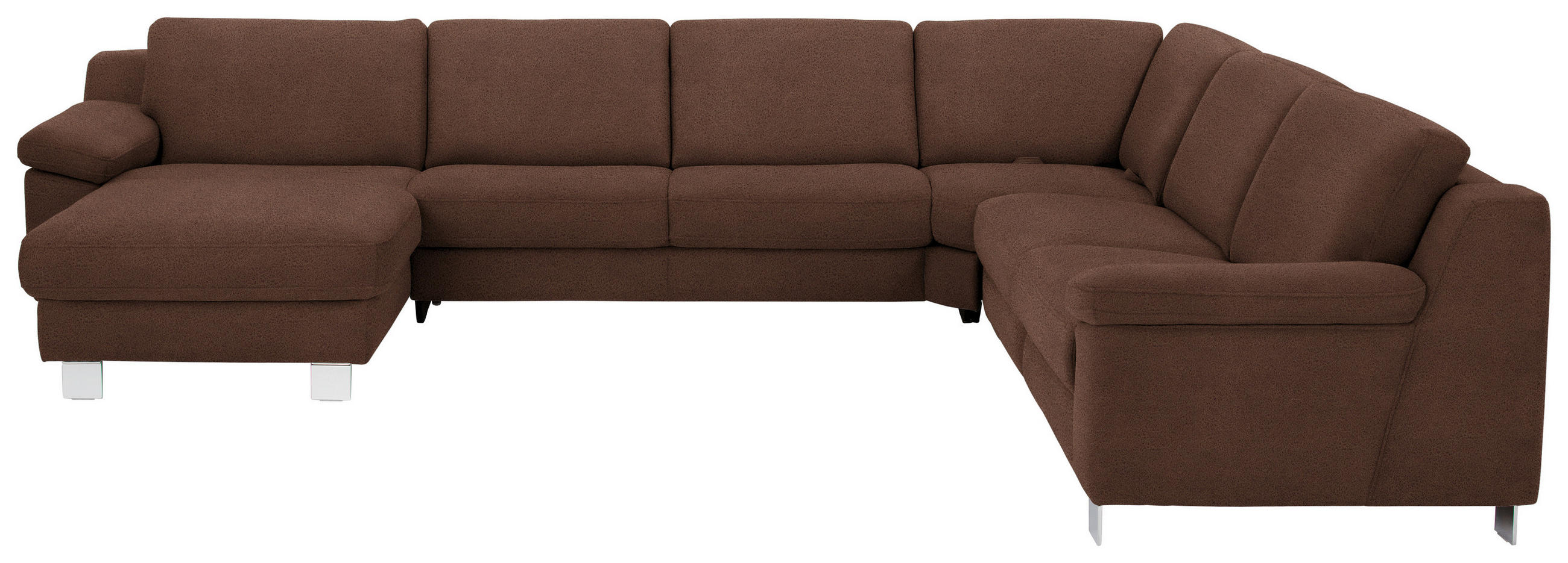 WOHNLANDSCHAFT in Mikrofaser Braun  - Chromfarben/Braun, Design, Textil/Metall (166/364/278cm) - Valdera