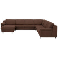 WOHNLANDSCHAFT in Mikrofaser Braun  - Chromfarben/Braun, Design, Textil/Metall (166/364/278cm) - Valdera