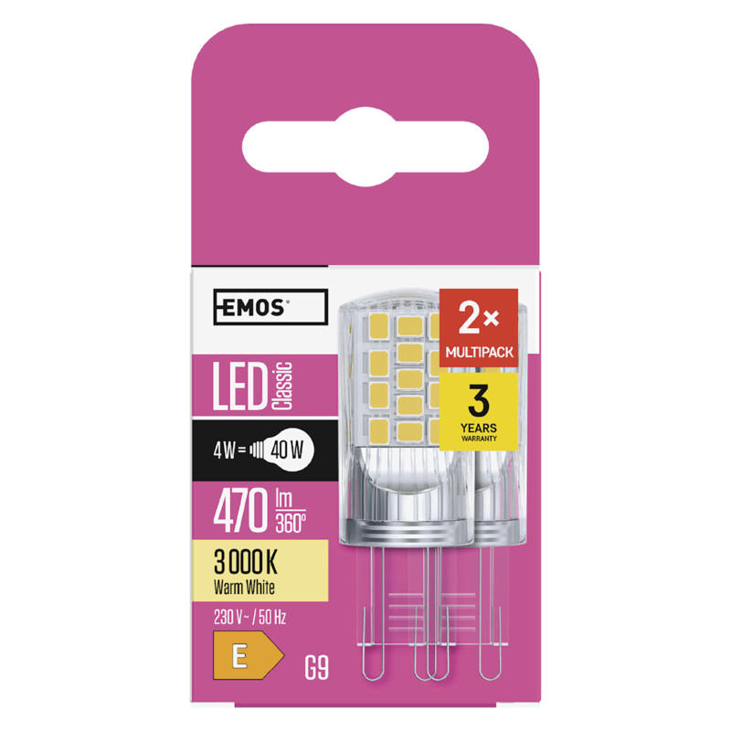 LED ŽÁROVKA G9 - bílá/průhledné, Basics, plast (1.9/1.9/5.2cm)