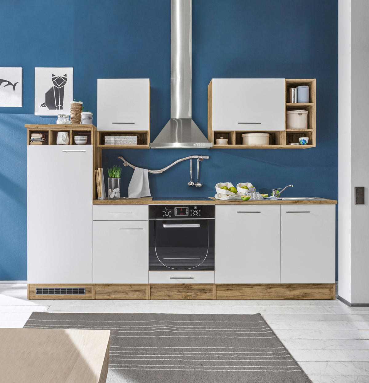 KÜCHENLEERBLOCK 280 cm   in Weiß, Eichefarben  - Eichefarben/Weiß, KONVENTIONELL, Holzwerkstoff (280cm) - Carryhome