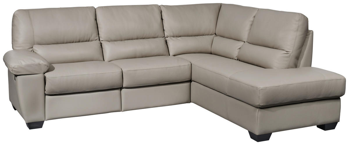 ECKSOFA Grau Kombination Echtleder/Lederlook  - Grau, KONVENTIONELL, Leder/Kunststoff (248/201cm) - Livetastic