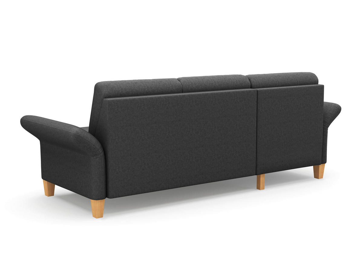 ECKSOFA ROCHELLE E Dunkelgrau Flachgewebe  - Eichefarben/Dunkelgrau, KONVENTIONELL, Holz/Textil (164/251cm) - Sit & More