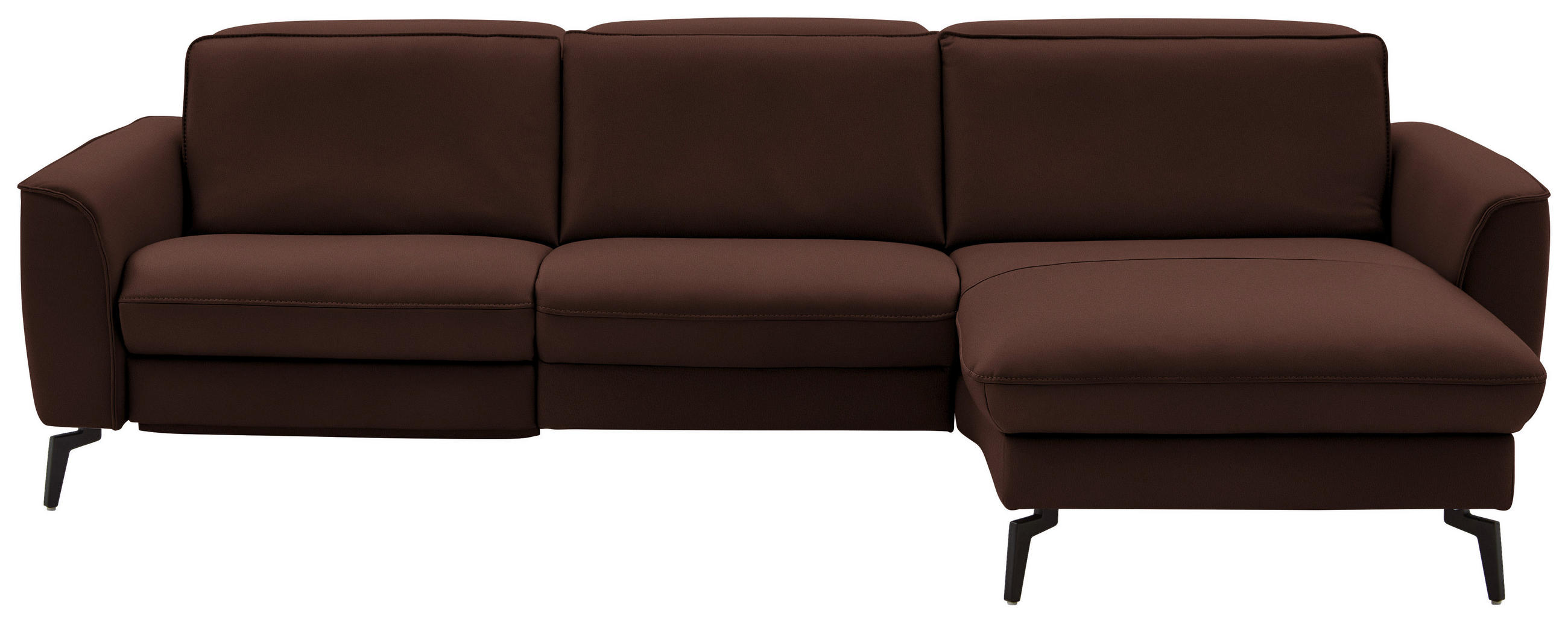 ECKSOFA in Echtleder Braun   - Schwarz/Braun, Natur, Leder/Metall (281/168cm) - Valdera