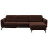 ECKSOFA in Echtleder Braun  - Schwarz/Braun, Natur, Leder/Metall (281/168cm) - Valdera