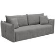 SCHLAFSOFA Webstoff Grau Zierkissen, Rückenkissen, Bettkasten, Schlaffunktion, Rücken echt, Liegefläche im Originalstoff  - Schwarz/Grau, KONVENTIONELL, Kunststoff/Textil (224/90/107cm) - Carryhome