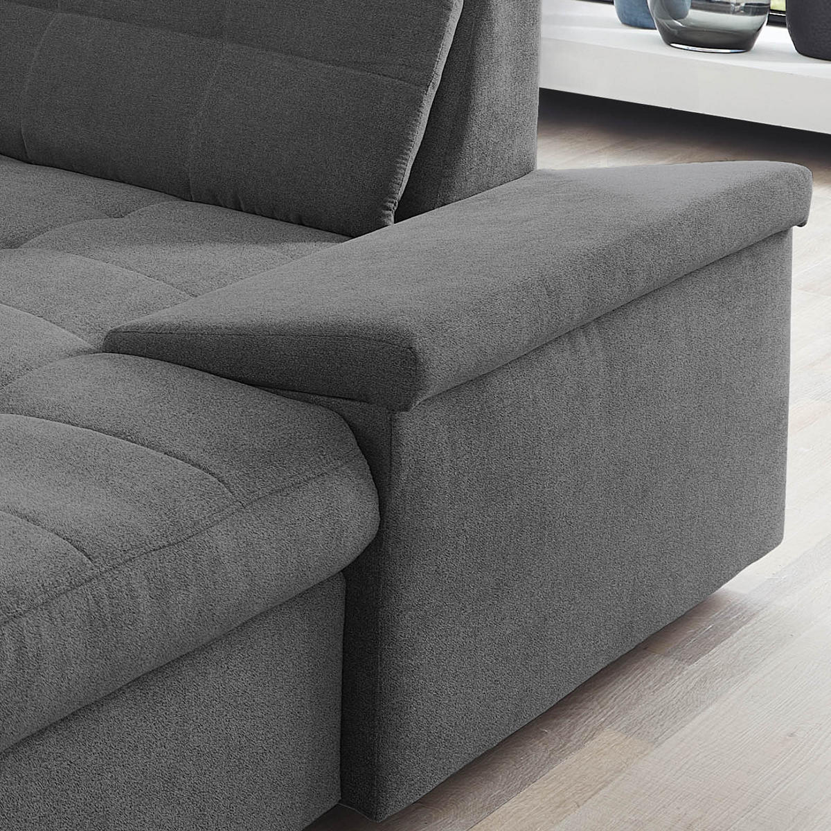 WOHNLANDSCHAFT in Mikrofaser Anthrazit  - Chromfarben/Anthrazit, Design, Holz/Kunststoff (169/330/212cm) - Livetastic