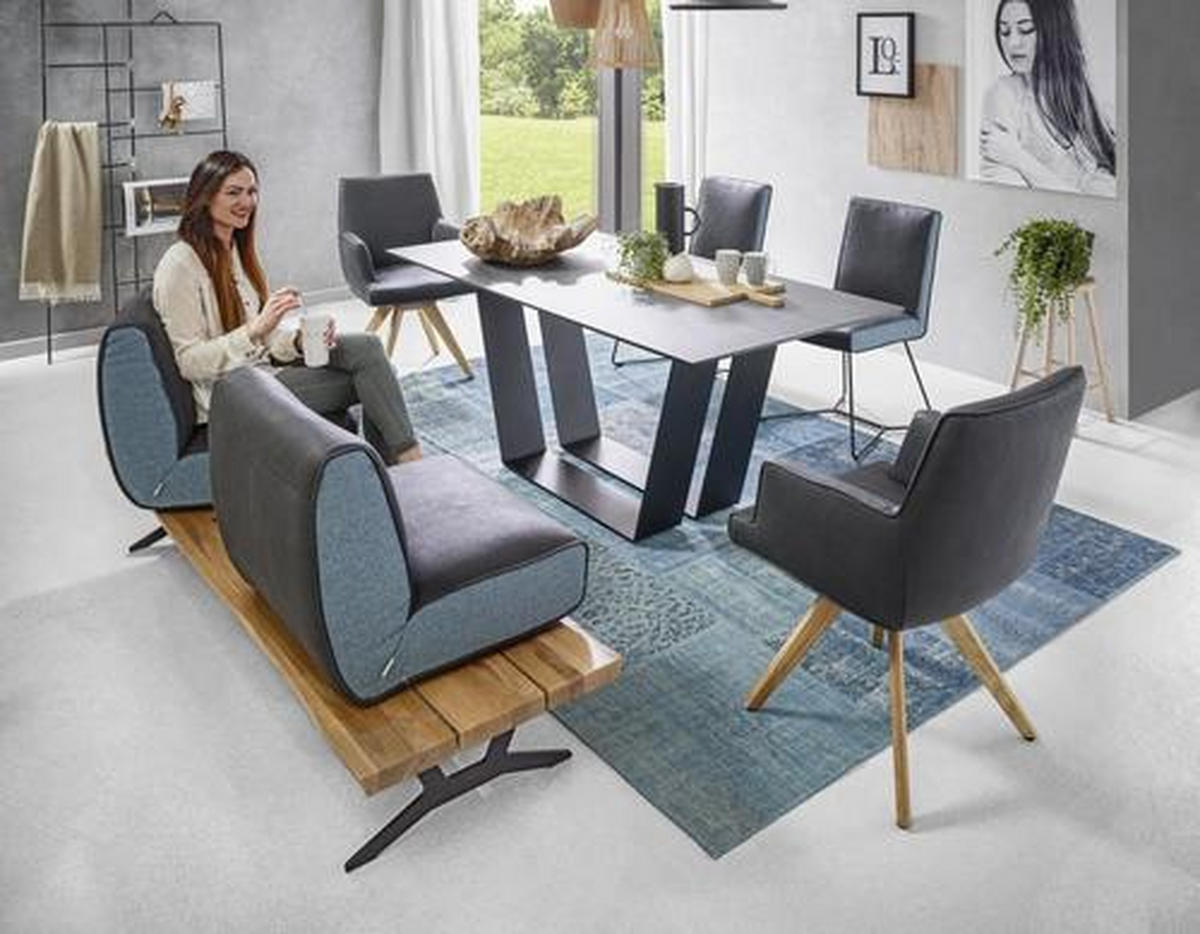 ESSTISCH in Metall, Keramik 180/90/76 cm   - Anthrazit/Schwarz, Design, Keramik/Metall (180/90/76cm) - Ambiente