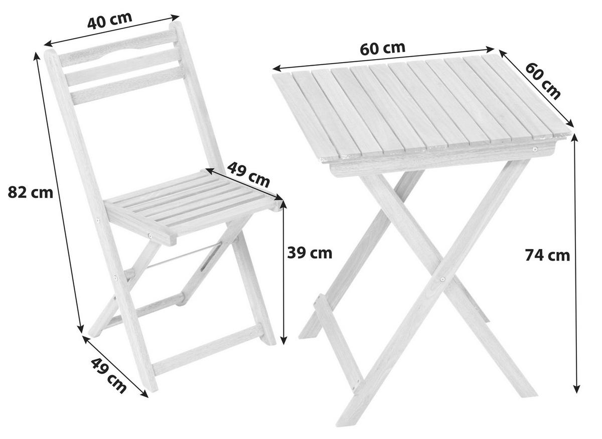 SADA NA BALKON 3dílné,  - přírodní barvy, Konvenční, dřevo (40/82/49cm) - Gardenson