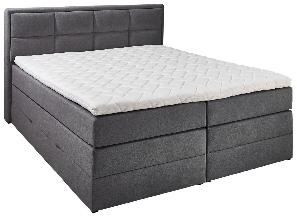 BOXSPRINGBETT 160/200 cm  in Anthrazit  - Anthrazit/Schwarz, KONVENTIONELL, Kunststoff/Textil (160/200cm) - Carryhome