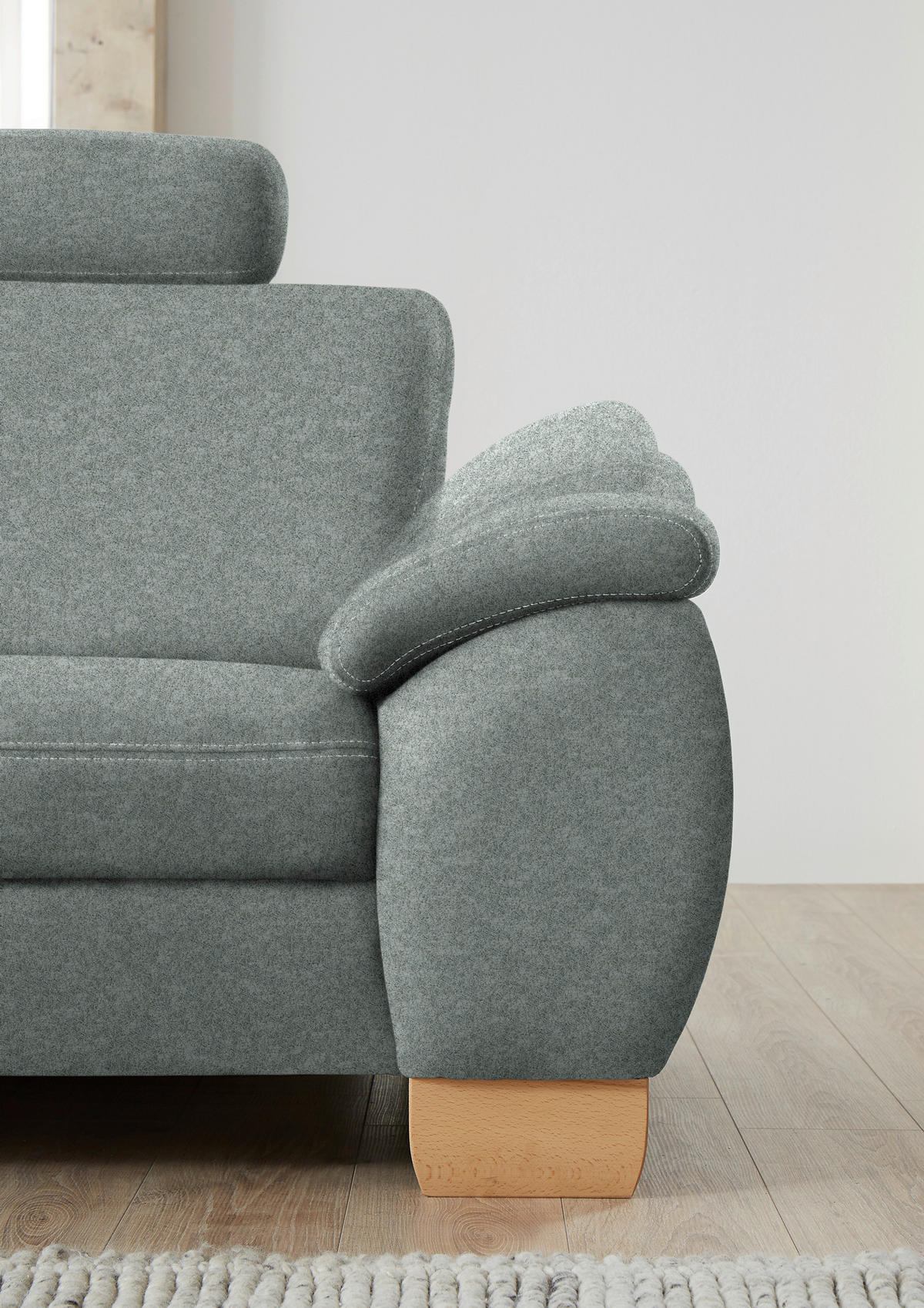 ECKSOFA in Mikrofaser Grau  - Wildeiche/Beige, Konventionell, Holz/Textil (236/286cm) - Voleo