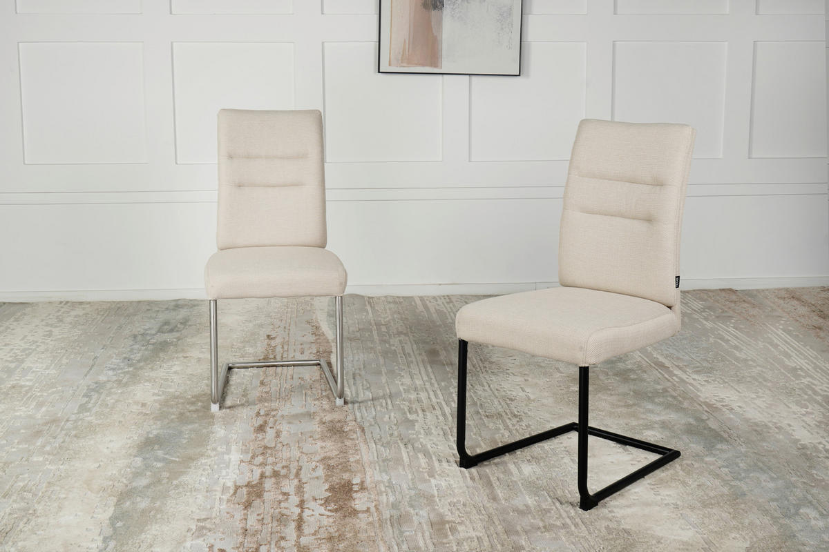 SCHWINGSTUHL   Mikrofaser  - Beige/Schwarz, Design, Textil/Metall (48/98/63cm) - Novel