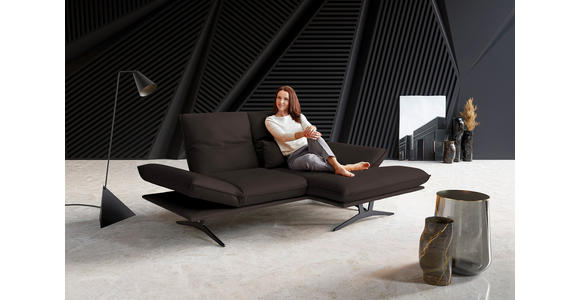 ECKSOFA in Echtleder Braun 210/130 cm - Schwarz/Braun, Design, Leder/Metall (210/130cm) - Dieter Knoll
