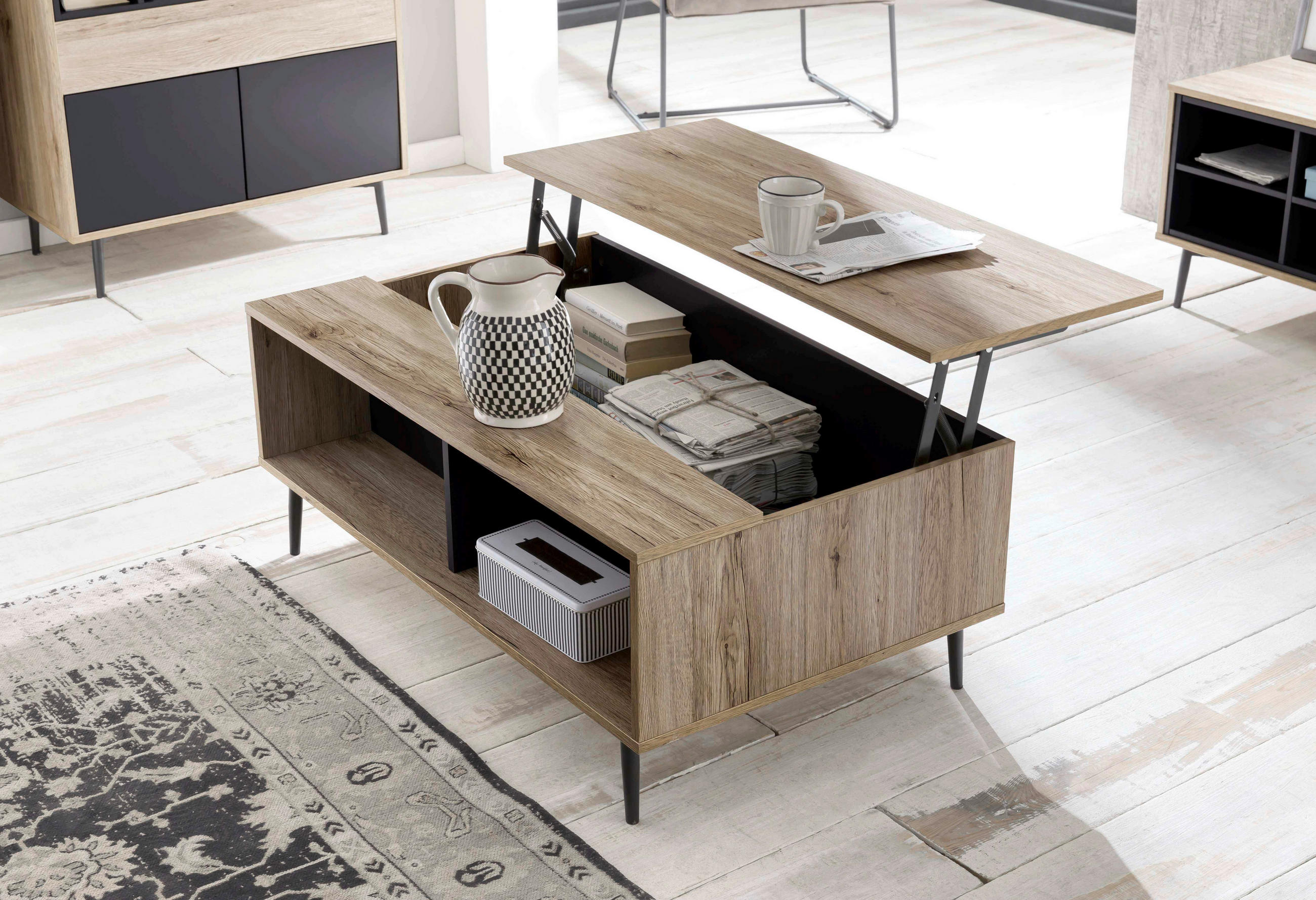 COUCHTISCH in Metall, Holzwerkstoff 100/58/39 cm  - Anthrazit/Schwarz, Design, Holzwerkstoff/Metall (100/58/39cm) - Livetastic