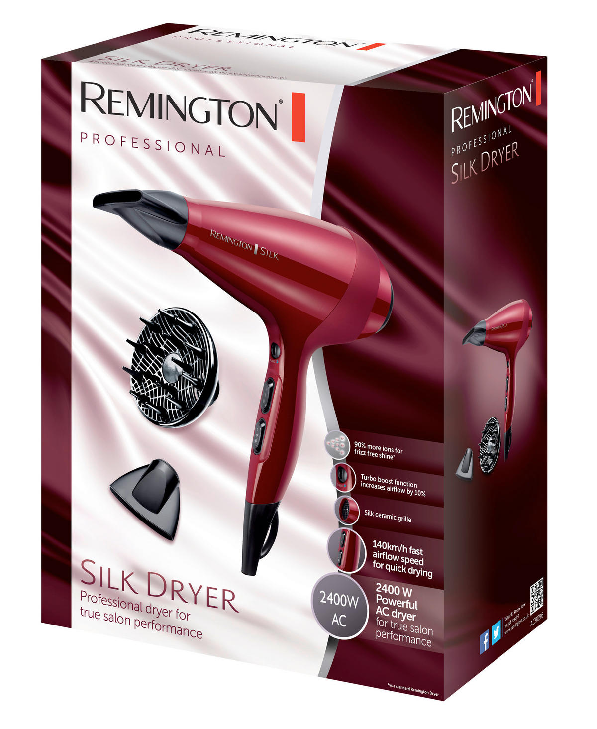 HAARTROCKNER Haartrockner  - Rot/Schwarz, Basics, Kunststoff (9/21/30cm) - Russell Hobbs