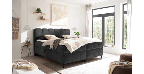 BOXBETT 180/200 cm  in Dunkelgrau  - Dunkelgrau/Schwarz, KONVENTIONELL, Kunststoff/Textil (180/200cm) - Hom`in