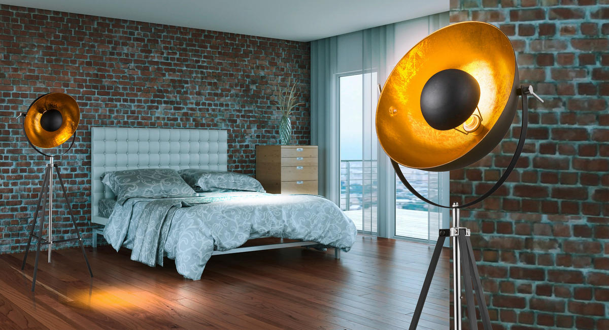 PODNA LAMPA  - zlatna/crna, Lajfstajl, metal (78/180cm)