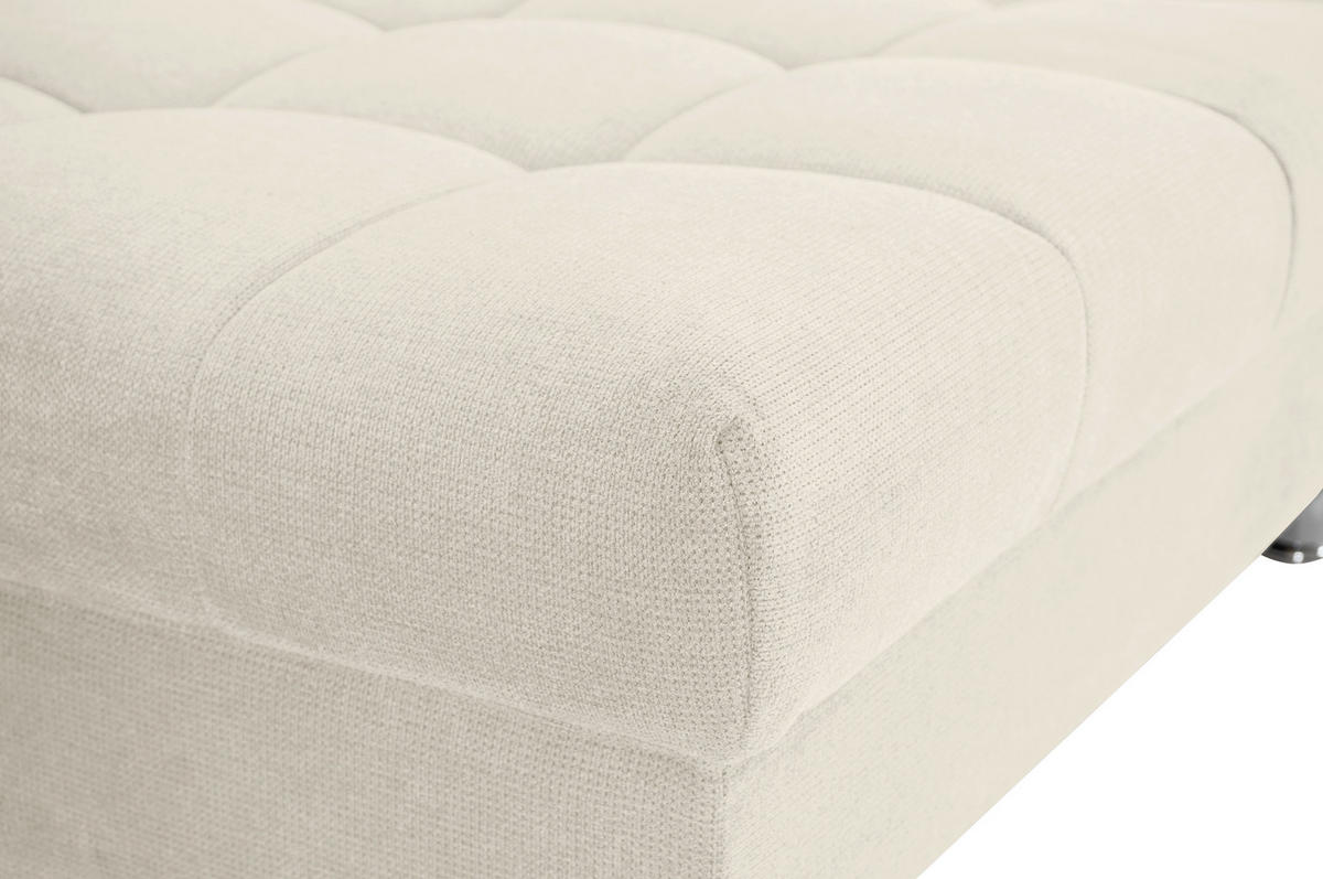 ECKSOFA in Flachgewebe, Mikrofaser Creme  - Chromfarben/Creme, Design, Kunststoff/Textil (312/198cm) - Livetastic