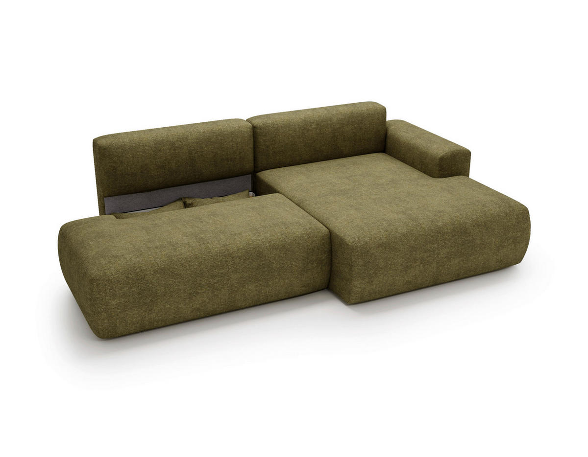 ECKSOFA REVE in Chenille Grün  284/160 cm  - Schwarz/Grün, Design, Kunststoff/Textil (284/160cm) - Livetastic