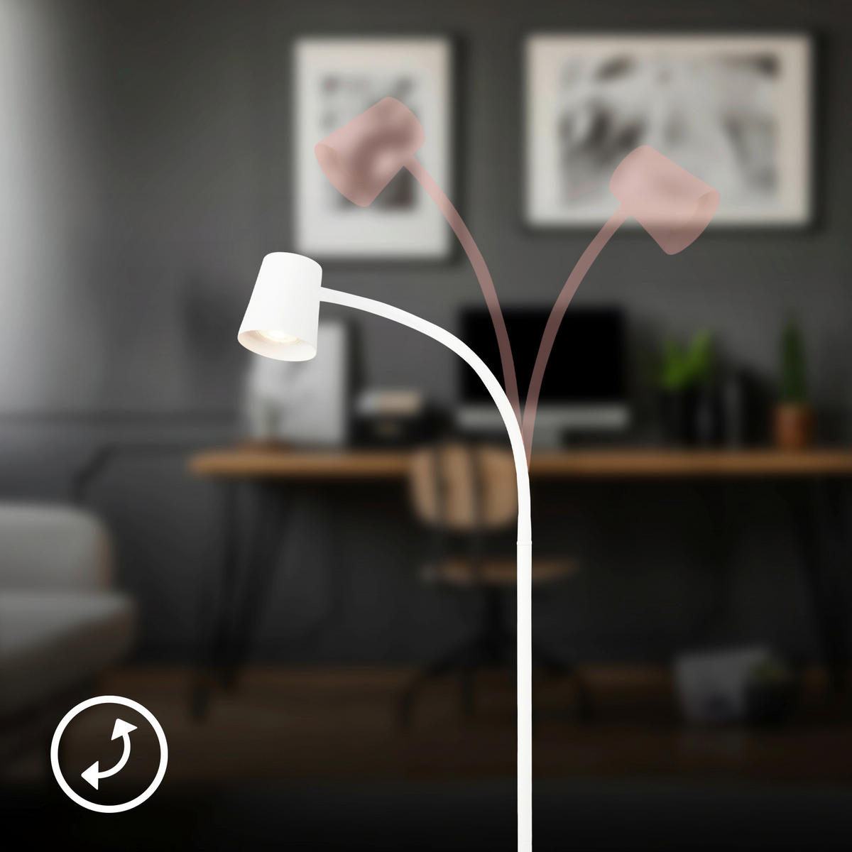 LED-STEHLEUCHTE 42.5/127.5 cm    - Weiß, Design, Kunststoff/Metall (42.5/127.5cm)