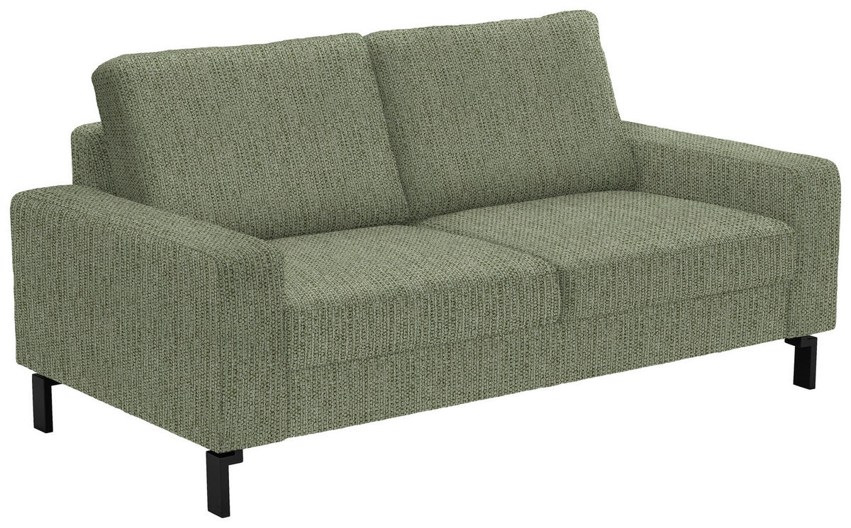 2-SITZER-SOFA in Flachgewebe Olivgrün  - Schwarz/Olivgrün, Design, Textil/Metall (178/86/97cm) - Hom`in