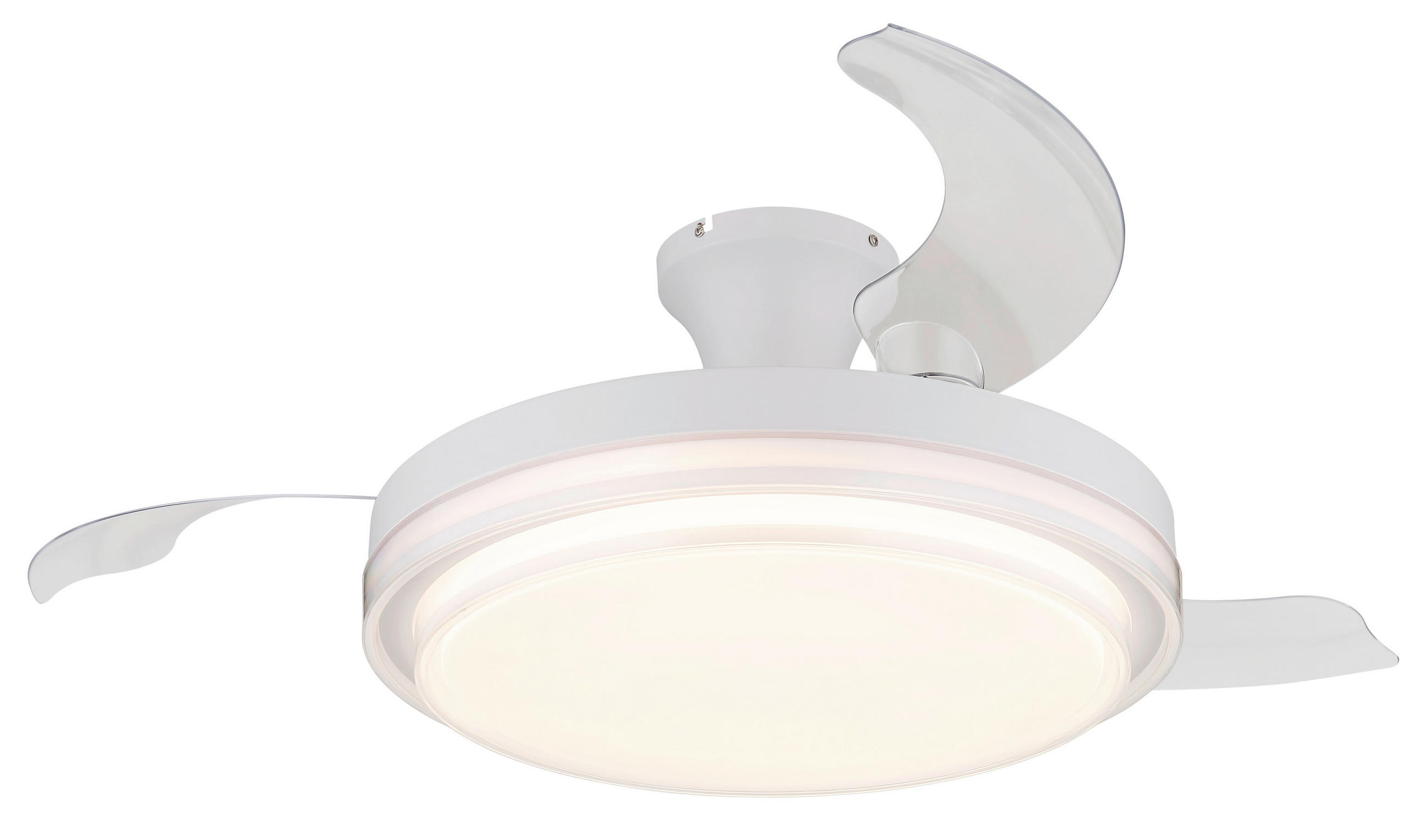 STROPNÍ VENTILÁTOR, 106,6/27,5 cm  - bílá/čiré, Konvenční, kov/plast (106,6/27,5cm) - Globo