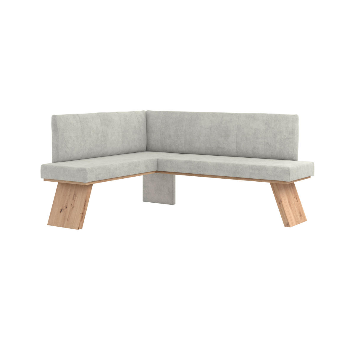 ECKBANK 140/160 cm Webstoff Hellgrau   - Eichefarben/Hellgrau, KONVENTIONELL, Textil (140/160cm) - Livetastic