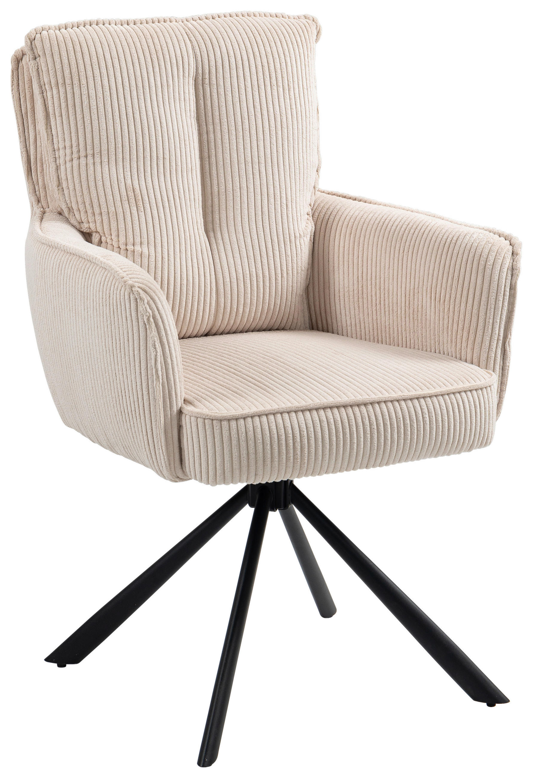 ARMLEHNSTUHL  in Eisen Cord  - Beige/Schwarz, Design, Textil/Metall (62/95/67cm) - Novel