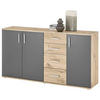 Sideboard Basel  in 160/84/35 cm  - Eichefarben/Silberfarben, Design, Holzwerkstoff/Kunststoff (160/84/35cm) - MID.YOU