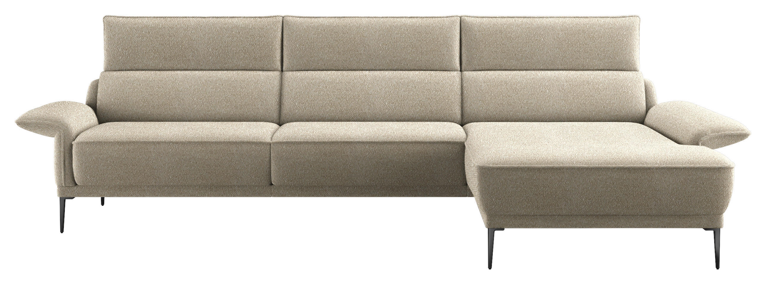ECKSOFA in Bouclé Beige  - Beige/Schwarz, Design, Textil/Metall (330/186cm) - Johann Jakob